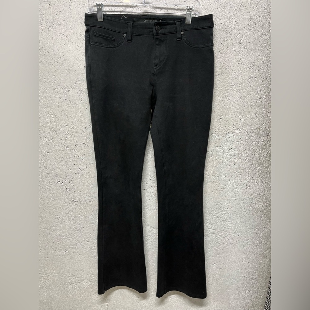 Calvin Klein Sz 8 Ponte Knit Bootcut Jeans Style Pants Charcoal Black